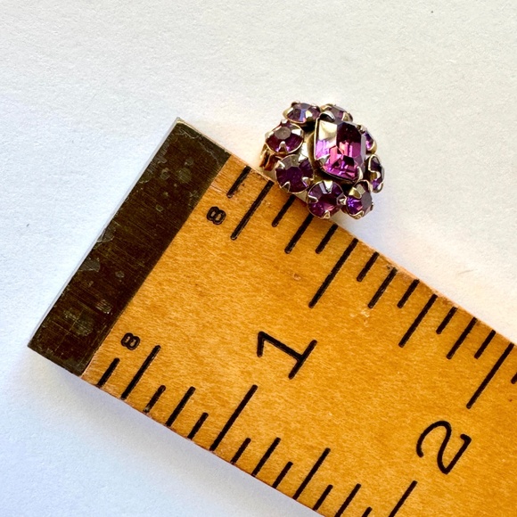 Tiny Purple Pin, Rhinestone, Brooch, Safety Clasp Back - Picture 3 of 6